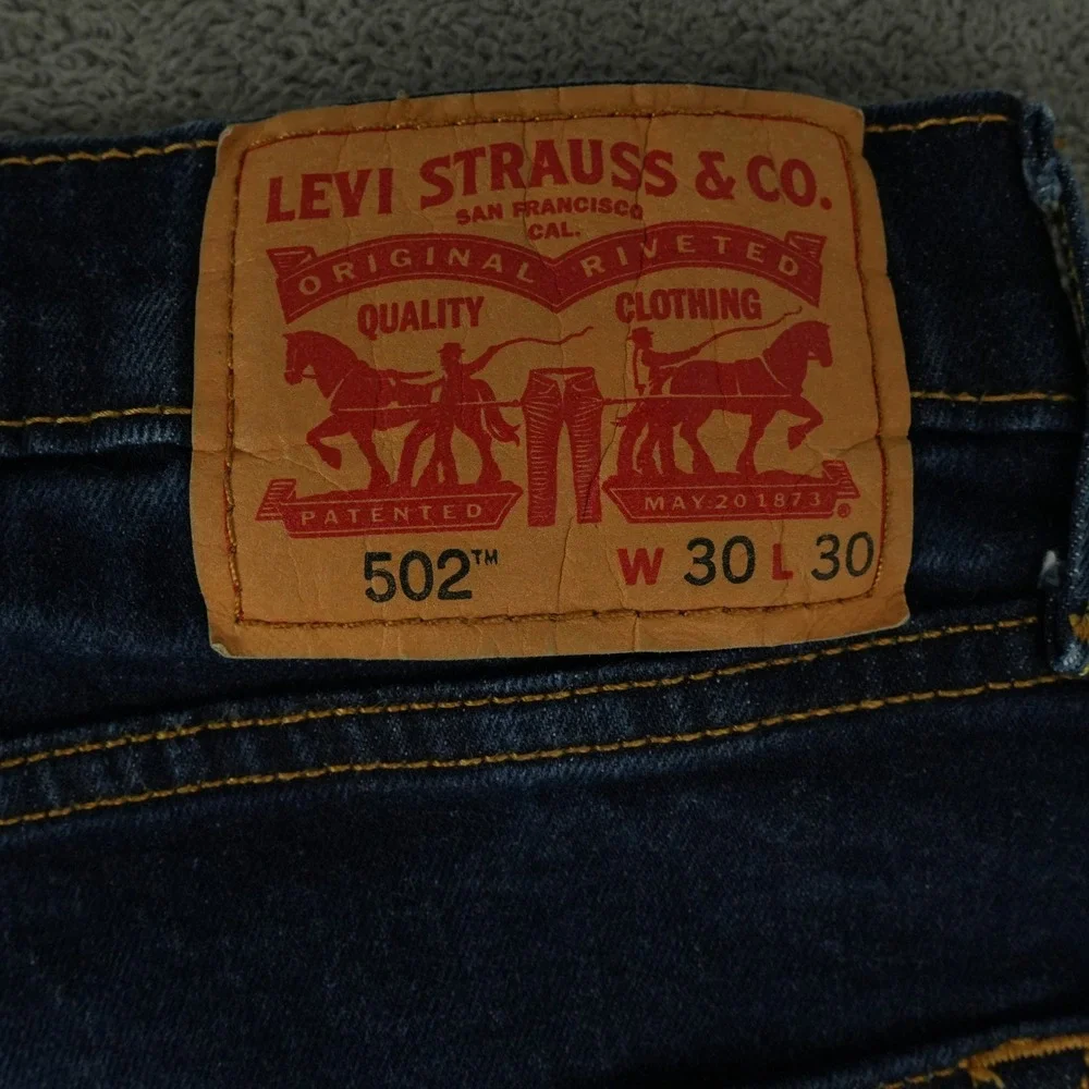 Levi's 502 Taper Jeans Mens Fits 31x28 Dark Blue Regular Taper Stretch Denim